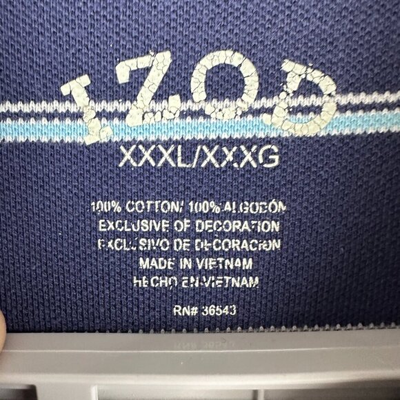 IZOD MEN'S GOLF POLO SHIRT STRIPED BLUE SHORT SLEEVE, XXXL/XXXG - Picture 4 of 8